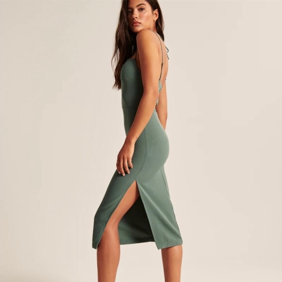NWT Abercrombie and Fitch Strappy Halter Midi Keyhole Notch Dress - Picture 3 of 11